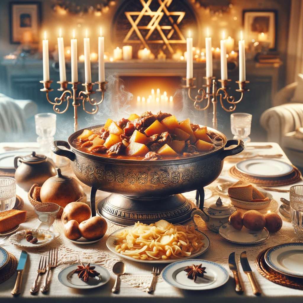 חמין בארוחת שבת יהודית ומסורתית